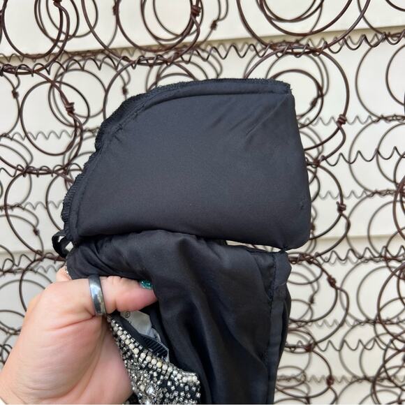 Vintage Adrianna Papell Boutique Evening Black Silk Beaded Daisy Floral Blouse - Picture 7 of 7